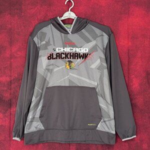 REEBOK CHICAGO BLACKHAWKS NHL PLAYDRY GRAY PULLOVER HOODIE SIZE XL